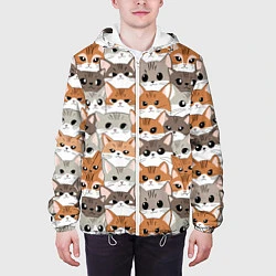 Куртка с капюшоном мужская Паттерн милые котики, цвет: 3D-белый — фото 2