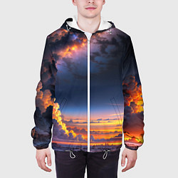Куртка с капюшоном мужская Млечный путь и облака на закате, цвет: 3D-белый — фото 2