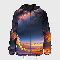 Куртка с капюшоном мужская Млечный путь и облака на закате, цвет: 3D-черный