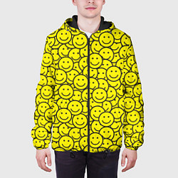 Куртка с капюшоном мужская Счастливые смайлики, цвет: 3D-черный — фото 2