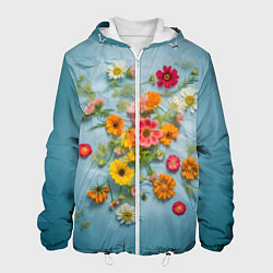 Мужская куртка Букет полевых цветов на ткани