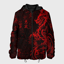 Мужская куртка Красный дракон - иероглифы
