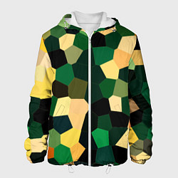 Куртка с капюшоном мужская Мозаика зелёный, цвет: 3D-белый