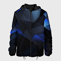Куртка с капюшоном мужская Черная и голубая текстура, цвет: 3D-черный