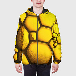 Куртка с капюшоном мужская Желтые объемные плиты, цвет: 3D-черный — фото 2