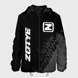 Куртка с капюшоном мужская Zotye speed на темном фоне со следами шин: надпись, цвет: 3D-черный