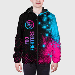 Куртка с капюшоном мужская Foo Fighters - neon gradient: по-вертикали, цвет: 3D-черный — фото 2