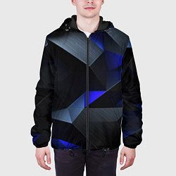 Куртка с капюшоном мужская Black blue abstract, цвет: 3D-черный — фото 2