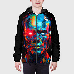 Куртка с капюшоном мужская AI Робот digital pop-art, цвет: 3D-черный — фото 2
