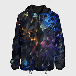 Куртка с капюшоном мужская Летящие объемные камни, цвет: 3D-черный