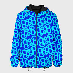 Куртка с капюшоном мужская Логотип Барби - синий паттерн, цвет: 3D-черный