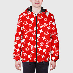 Куртка с капюшоном мужская Барби паттерн красный, цвет: 3D-черный — фото 2