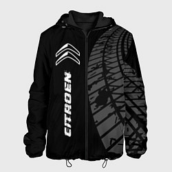 Мужская куртка Citroen speed на темном фоне со следами шин: по-ве