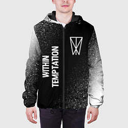 Куртка с капюшоном мужская Within Temptation glitch на темном фоне: надпись,, цвет: 3D-черный — фото 2