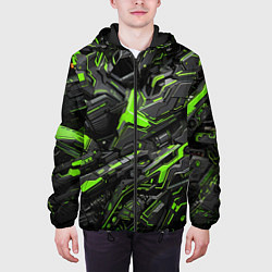 Куртка с капюшоном мужская Текстура киберпанка, цвет: 3D-черный — фото 2