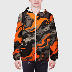 Куртка с капюшоном мужская Оранжево-черный камуфляж, цвет: 3D-белый — фото 2
