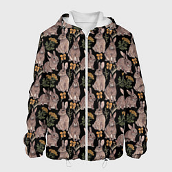 Куртка с капюшоном мужская Зайцы и пижма, цвет: 3D-белый
