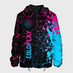 Куртка с капюшоном мужская Coldplay - neon gradient: по-вертикали, цвет: 3D-черный