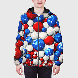 Куртка с капюшоном мужская Шарики в цветах флага РФ, цвет: 3D-черный — фото 2