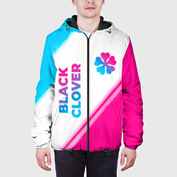 Куртка с капюшоном мужская Black Clover neon gradient style: надпись, символ, цвет: 3D-черный — фото 2