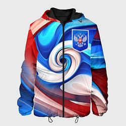 Куртка с капюшоном мужская Абстракция герб России, цвет: 3D-черный