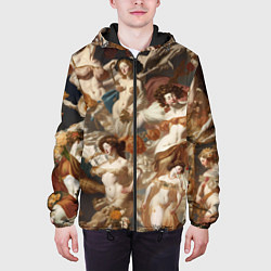 Куртка с капюшоном мужская Дамы и цветы классицизм, цвет: 3D-черный — фото 2