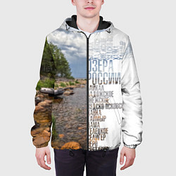 Куртка с капюшоном мужская Название озер России, цвет: 3D-черный — фото 2