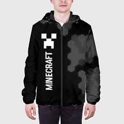 Куртка с капюшоном мужская Minecraft glitch на темном фоне: по-вертикали, цвет: 3D-черный — фото 2
