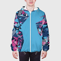 Куртка с капюшоном мужская Цифровая река спортивный паттерн, цвет: 3D-белый — фото 2