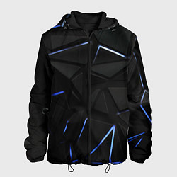 Куртка с капюшоном мужская Black texture neon line, цвет: 3D-черный