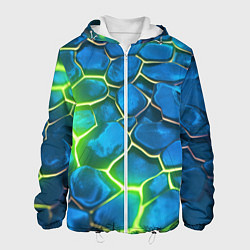 Куртка с капюшоном мужская Green blue neon, цвет: 3D-белый