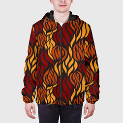 Куртка с капюшоном мужская Hot Flames - паттерн, цвет: 3D-черный — фото 2