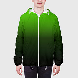 Куртка с капюшоном мужская Градиент ядовитый зеленый - черный, цвет: 3D-белый — фото 2