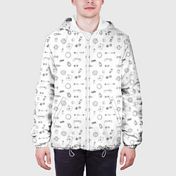 Куртка с капюшоном мужская Спортивные аксессуары паттерн, цвет: 3D-белый — фото 2