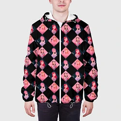 Куртка с капюшоном мужская Клеточка black pink, цвет: 3D-белый — фото 2