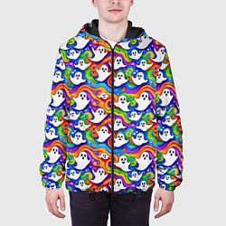 Куртка с капюшоном мужская Веселые привидения на красочном фоне, цвет: 3D-черный — фото 2