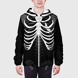 Куртка с капюшоном мужская Скелет: ребра с пером, цвет: 3D-белый — фото 2