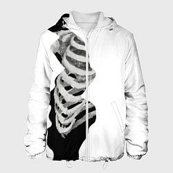 Куртка с капюшоном мужская Скелет под одеждой, цвет: 3D-белый