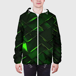 Куртка с капюшоном мужская Зеленые элементы абстракция, цвет: 3D-белый — фото 2