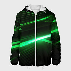 Куртка с капюшоном мужская Зеленый неоновый свет, цвет: 3D-белый