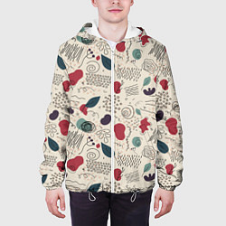 Куртка с капюшоном мужская Флоральная абстракция с пятнами, цвет: 3D-белый — фото 2