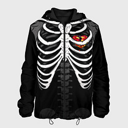 Куртка с капюшоном мужская Скелет: ребра с разбитым сердцем, цвет: 3D-черный