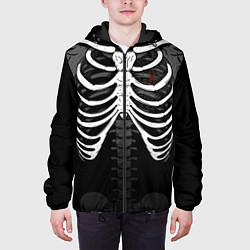 Куртка с капюшоном мужская Скелет: ребра с пауком и паутиной, цвет: 3D-черный — фото 2