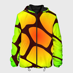 Куртка с капюшоном мужская Коричневая сеть с цветными пятнами, цвет: 3D-черный