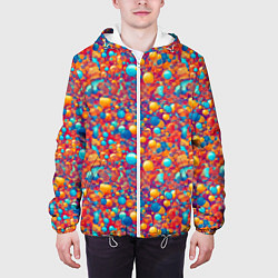 Куртка с капюшоном мужская Разноцветные пузырики узор, цвет: 3D-белый — фото 2