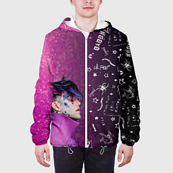 Куртка с капюшоном мужская Лил Пип тату фиолетовый, цвет: 3D-белый — фото 2
