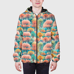 Куртка с капюшоном мужская Деревья разноцветные узор, цвет: 3D-черный — фото 2