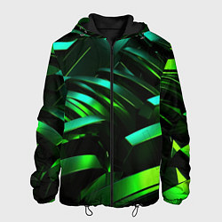 Куртка с капюшоном мужская Dark green abstract, цвет: 3D-черный