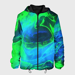 Куртка с капюшоном мужская Зеленый и синий дым, цвет: 3D-черный
