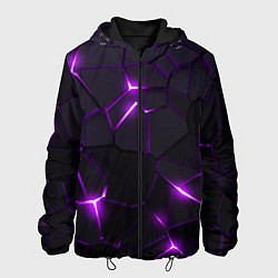 Куртка с капюшоном мужская Неоновые плиты с фиолетовым свечением, цвет: 3D-черный